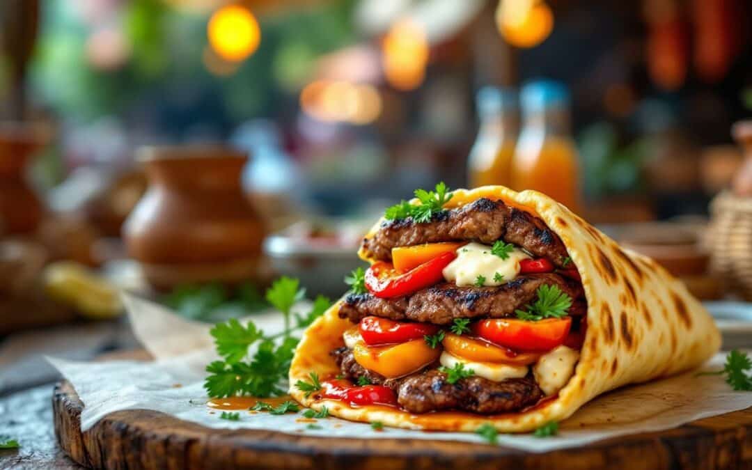 Les kebabs aux poivrons confits et fromage de chèvre