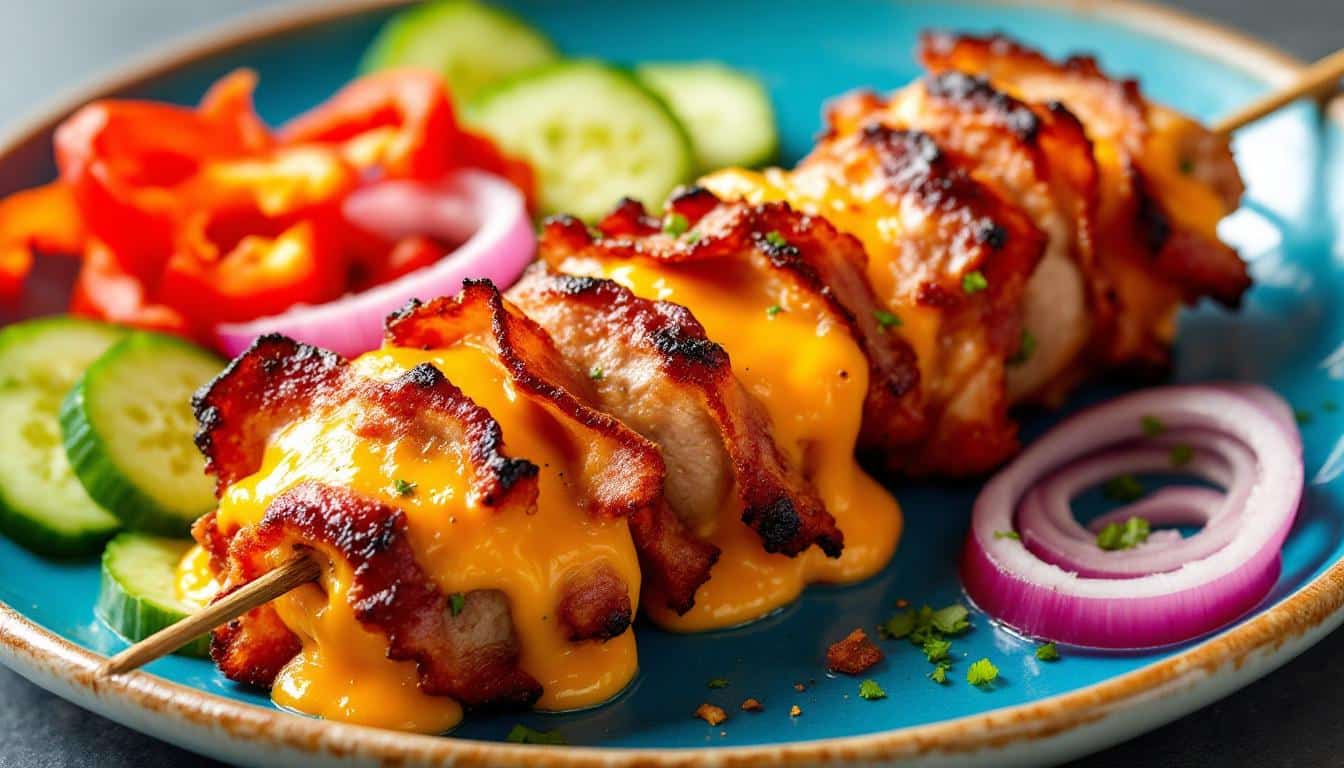 découvrez notre recette de kebabs gourmands au bacon croustillant et cheddar fondu : une explosion de saveurs pour vos pauses gourmandes. à savourer entre amis ou en famille !