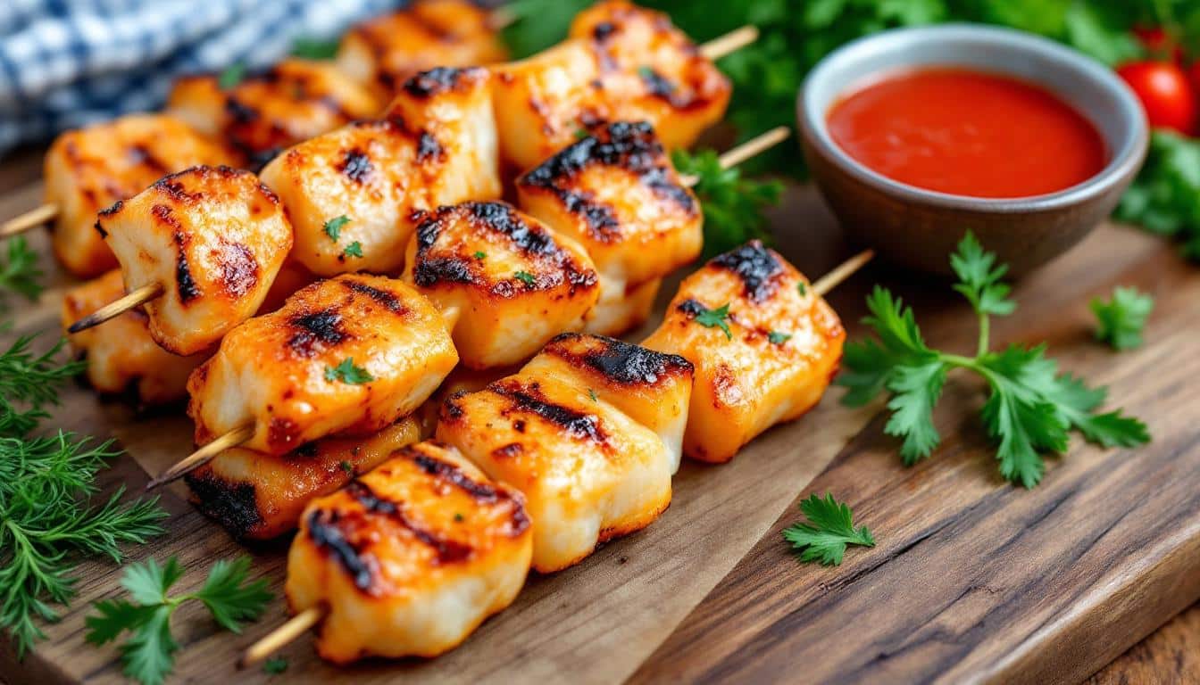 découvrez une recette originale de kebabs au poisson mariné, sublimée par un mélange d'épices orientales. savourez une explosion de saveurs exotiques parfaite pour un repas convivial et plein de fraîcheur.