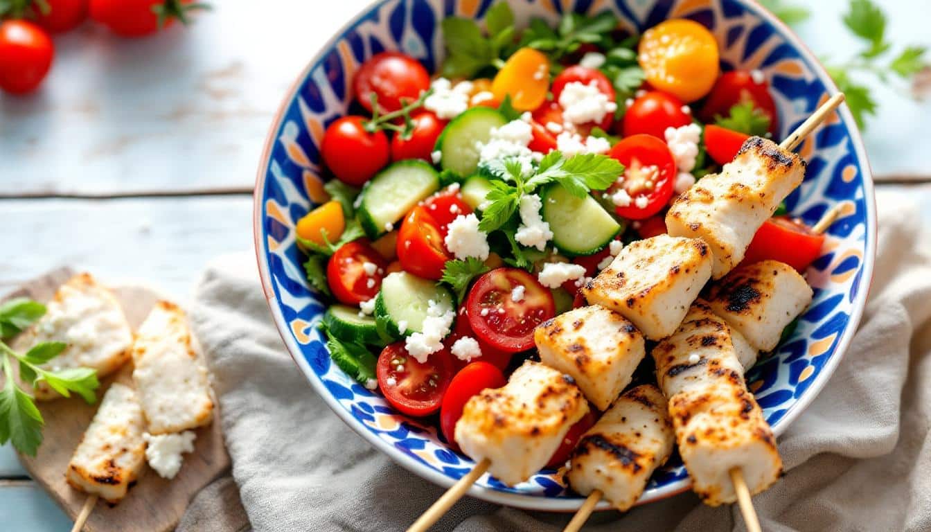 découvrez nos kebabs au poisson rôti délicieusement assaisonnés et accompagnés d'une sauce citronnée fraîche pour une explosion de saveurs en bouche.