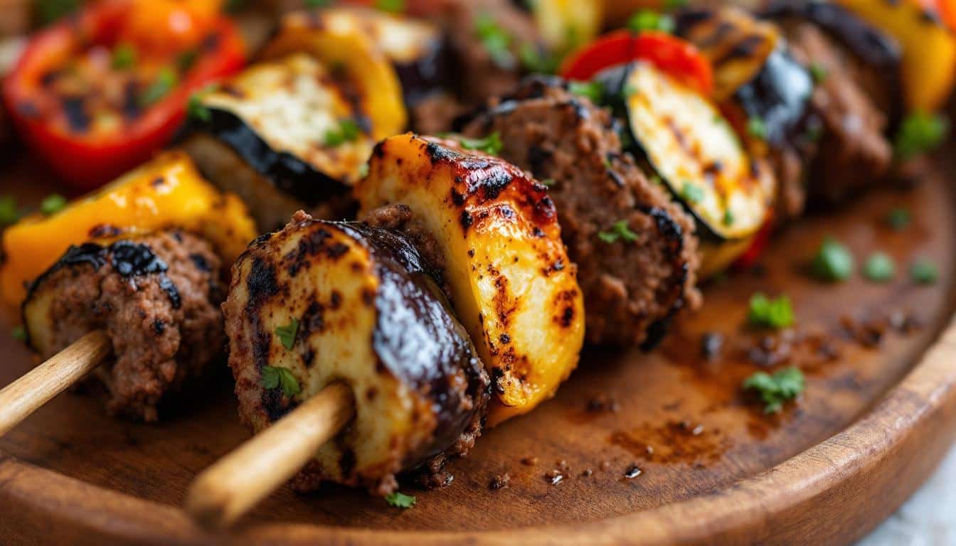 découvrez notre recette savoureuse de kebabs au steak haché et légumes grillés, parfaite pour un repas gourmand et équilibré.