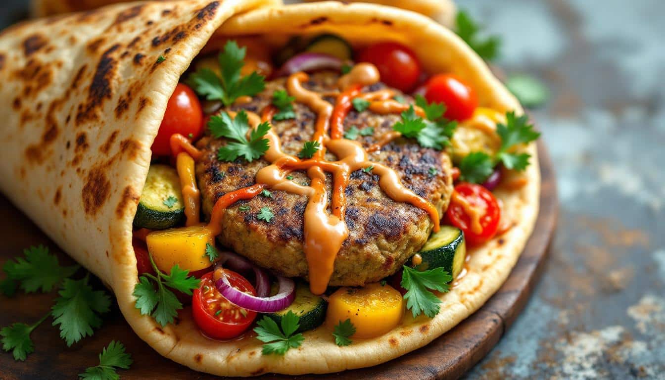 découvrez nos kebabs savoureux au steak végétal accompagnés d'une purée de légumes onctueuse, une option gourmande et saine pour tous les amateurs de cuisine végétarienne.