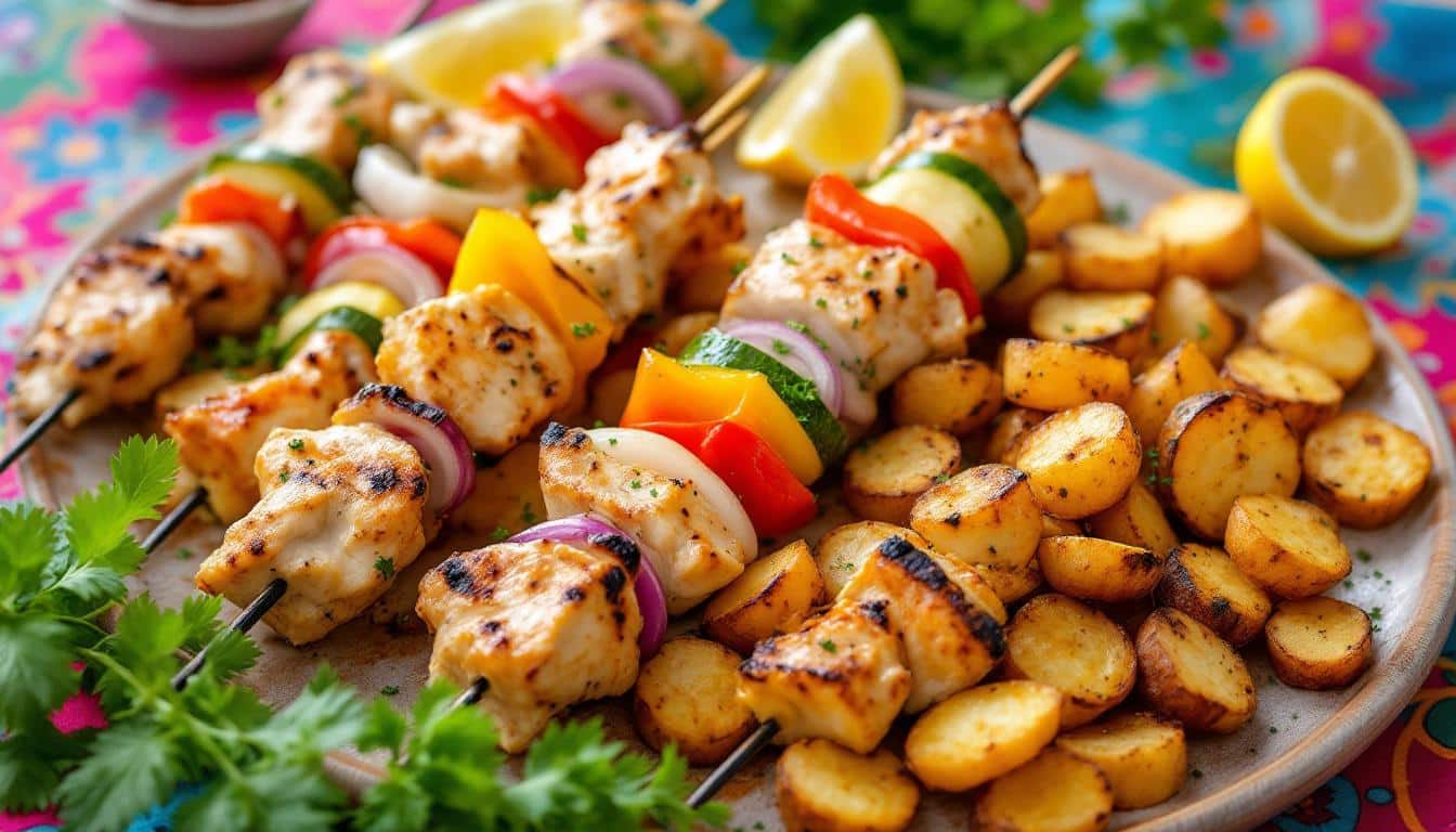 découvrez notre recette savoureuse de kebabs aux pommes de terre rissolées, relevés d'épices fumées pour un goût unique et authentique.